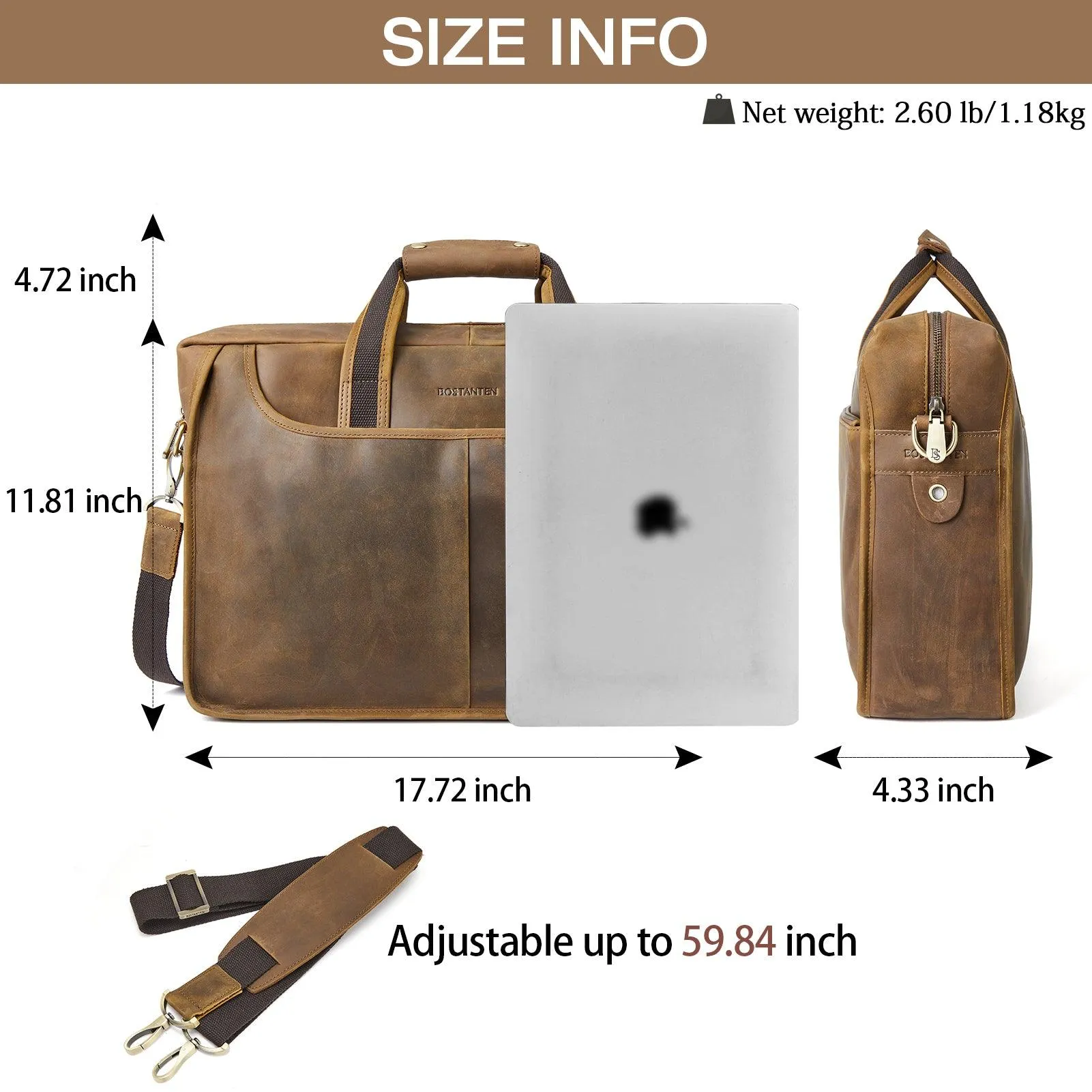 17 inch Men's Briefcase Messenger Bag — Business Lawyer