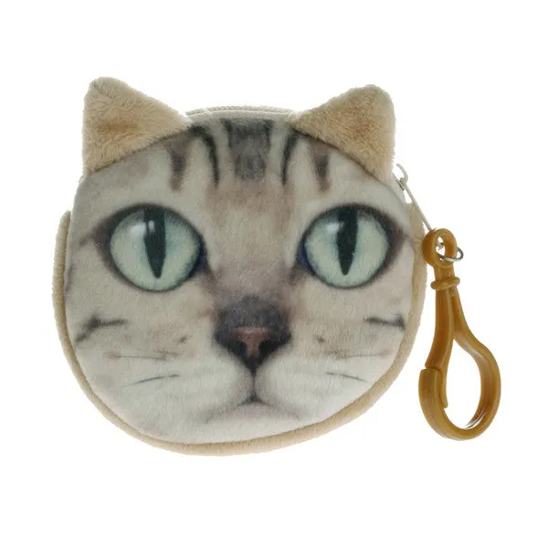 1Pc Kids Cute Cat Dog Face Zipper Case Coin Womens Purse Wallet Makeup Bag Pouch New