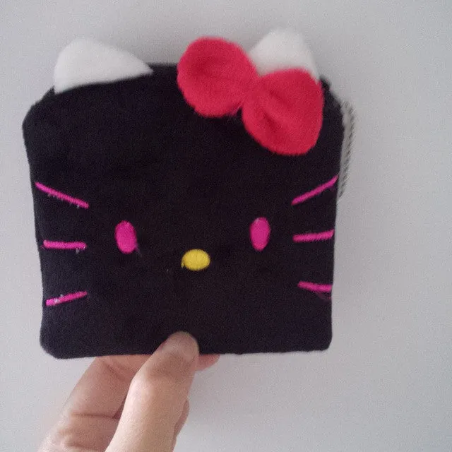 1Pcs Coin Purse & Wallet Pouch Lady's Purses Plush Hello Kitty Kids Girl's Storage Bag Case Handbag Women bow mini pink wallets