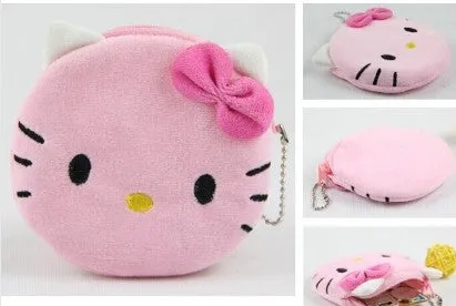 1Pcs Coin Purse & Wallet Pouch Lady's Purses Plush Hello Kitty Kids Girl's Storage Bag Case Handbag Women bow mini pink wallets