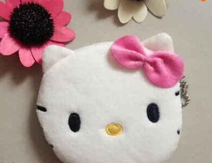 1Pcs Coin Purse & Wallet Pouch Lady's Purses Plush Hello Kitty Kids Girl's Storage Bag Case Handbag Women bow mini pink wallets