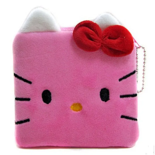 1Pcs Coin Purse & Wallet Pouch Lady's Purses Plush Hello Kitty Kids Girl's Storage Bag Case Handbag Women bow mini pink wallets