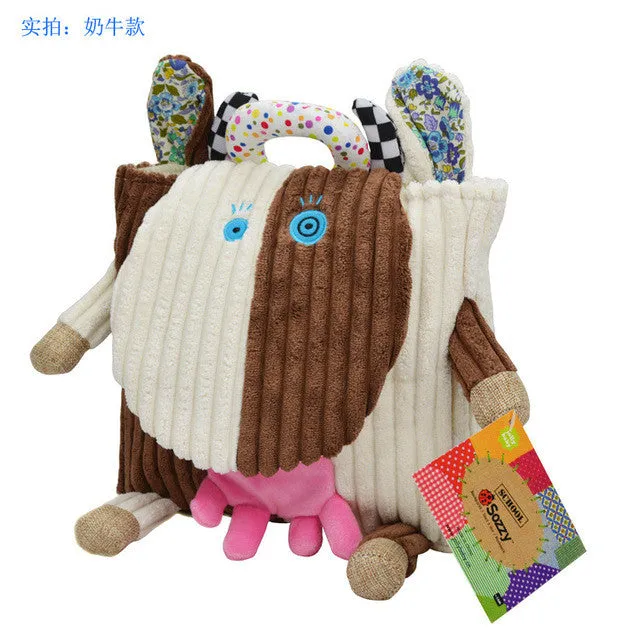 1pcs Sozzy Cute Kid Plush School Backpacks 25cm Animal Figure Bag Kid Girls Boys Gifts Toy Owl Cow Frog Monkey schoolbag