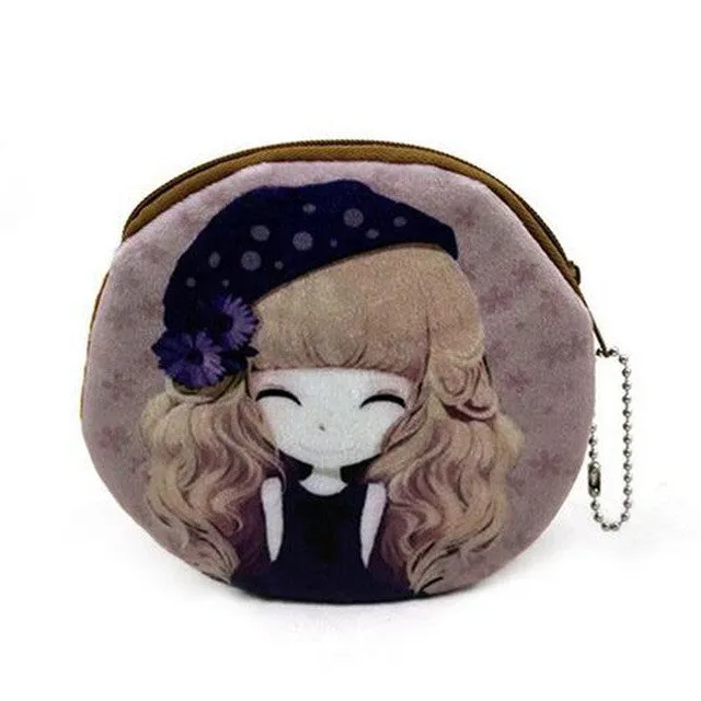 2015 Cute Girl Plush Coin Purse Dream Star Student Portable Zipper Ladies Coin Keys Holder Carteira Feminina For Christmas Giftt