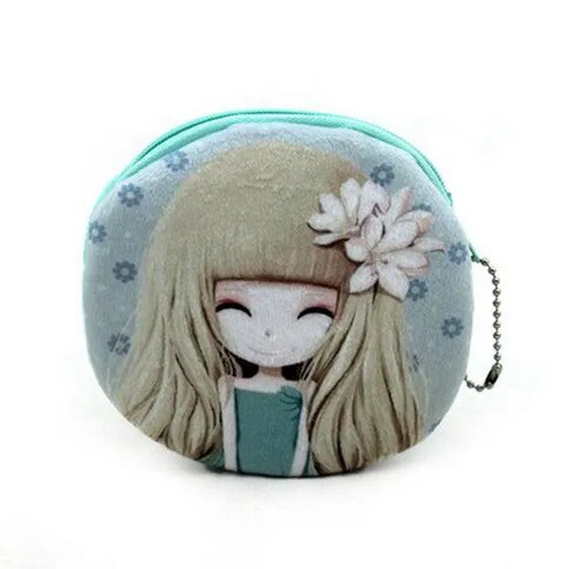 2015 Cute Girl Plush Coin Purse Dream Star Student Portable Zipper Ladies Coin Keys Holder Carteira Feminina For Christmas Giftt