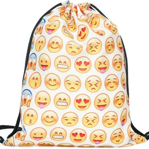 2016 new fashion Women Emoji Backpack 3D printing travel softback  women mochila drawstring bag mens backpacks