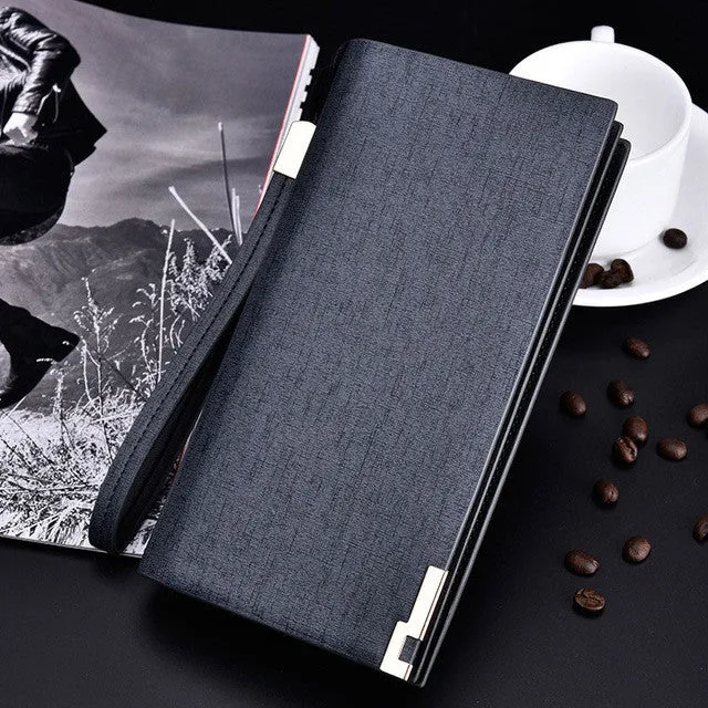 2017 Baellerry Business Men's Wallets Solid PU Leather Long Wallet Portable Cash Purses Casual Standard Wallets Male Clutch Bag