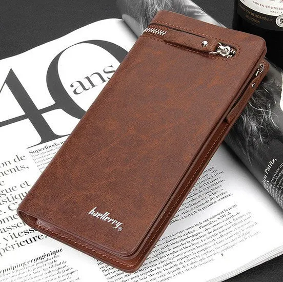 2017 Fashion Leather Men's Wallet Brand Men Long Wallets Zipper Coin Purse Wallet Clutch Style Bifold Purse Card Holder DB5720