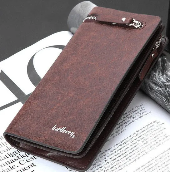 2017 Fashion Leather Men's Wallet Brand Men Long Wallets Zipper Coin Purse Wallet Clutch Style Bifold Purse Card Holder DB5720