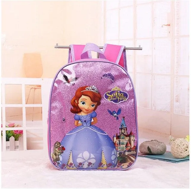 2017 New kids cartoon Elsa Anna schoolbag girls princess cute school bag sofia Kindergarten backpacks in stock