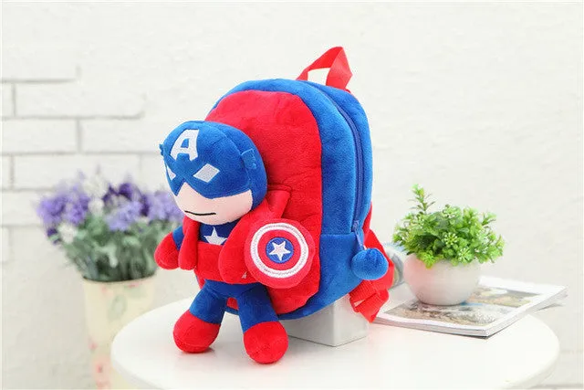 3D The Avengers Plush Backpacks Toys for kids 2016 New Ironman Superman Spiderman Batman  doll plush schoolbag mochila