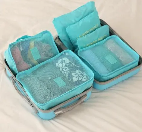 6PCS/Set High Quality Oxford Cloth Travel Mesh Bag  Luggage Organizer Packing Cube Organiser Travel Bags