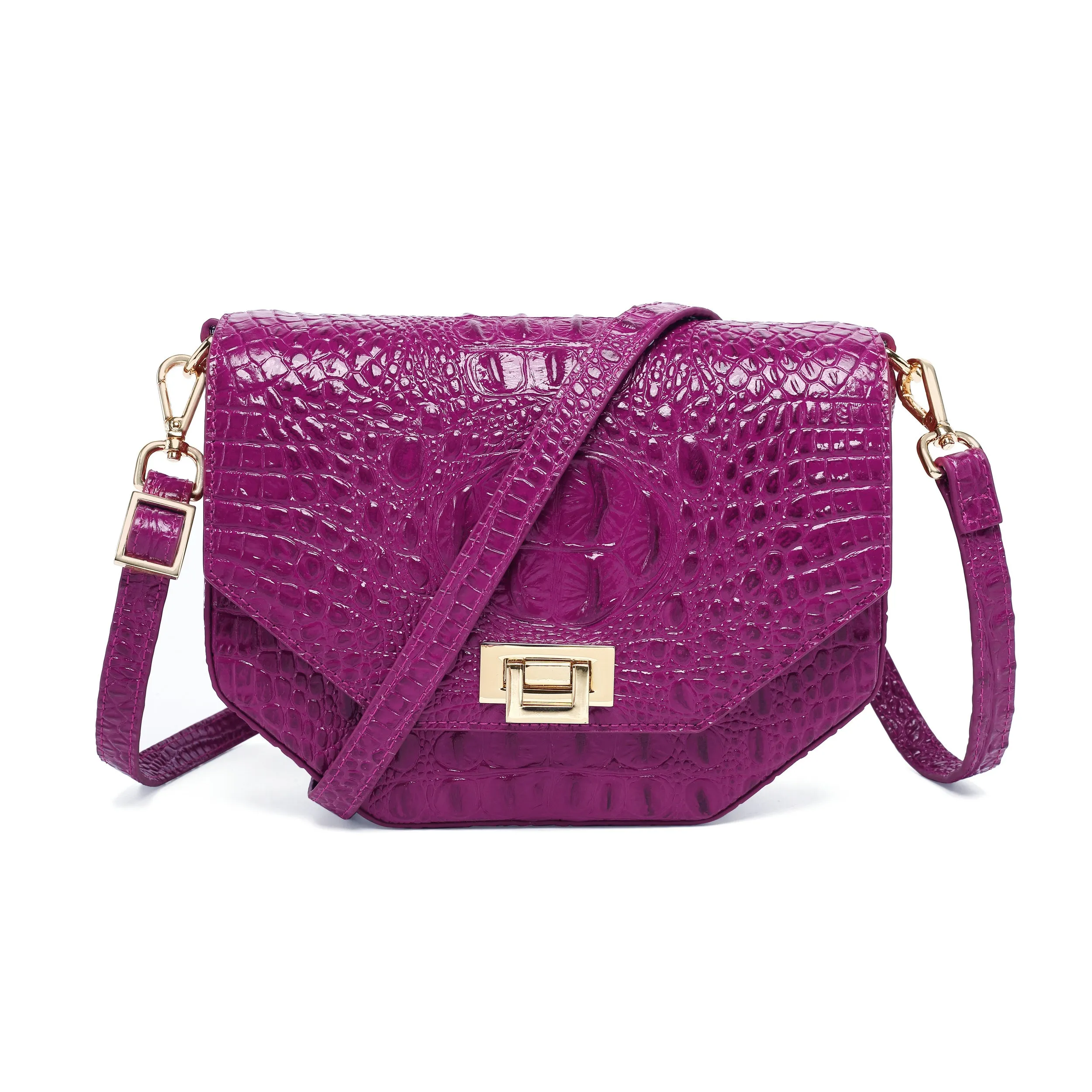 Alessia Croc Embossed Leather Handbag/ Crossbody bag: Blue