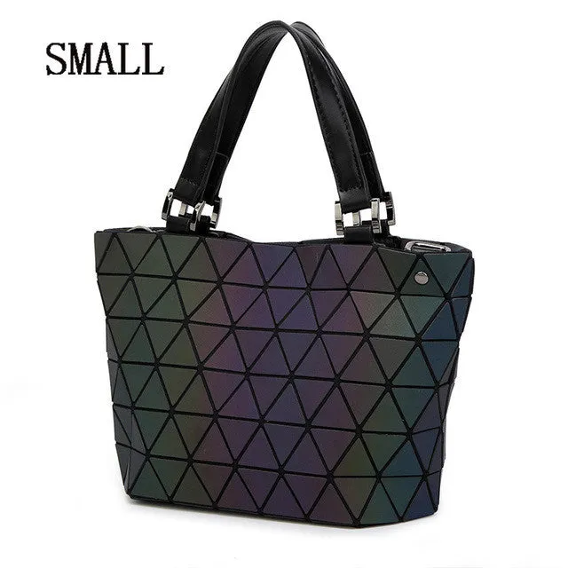 BaoBao Bags 2017 Women Bucket Bag Geometry Sequins Mirror Saser Plain Folding Shoulder Bags Luminous PU Tote Bao Bao Handbags