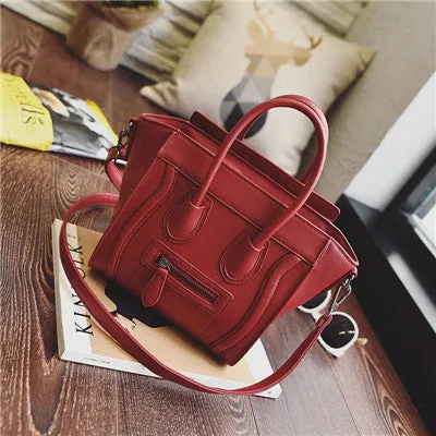 Bolsos Mujer 2016 Trapeze Smiley Tote Bag Luxury Brand Pu Leather Women Handbag Shoulder Bag Famous Designer Crossbody Bags Sac