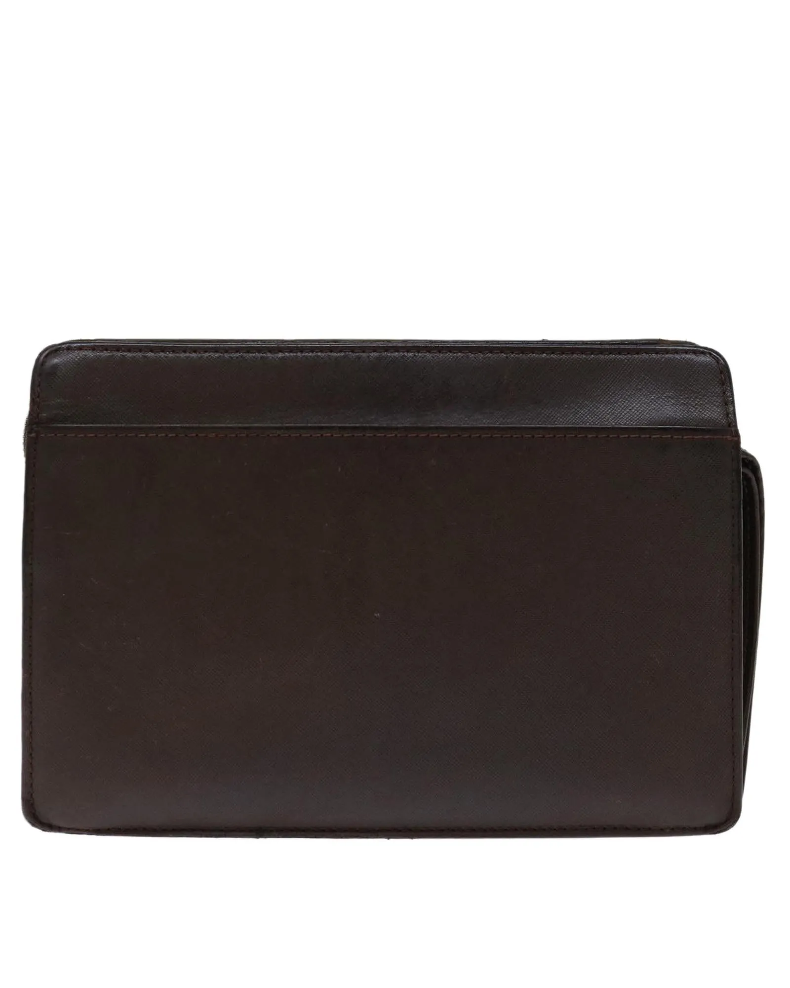 Brown Leather Clutch Bag with Accessories - CD Rank