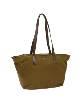 Brown Nylon Tote Bag with Accessories - Made in Italy