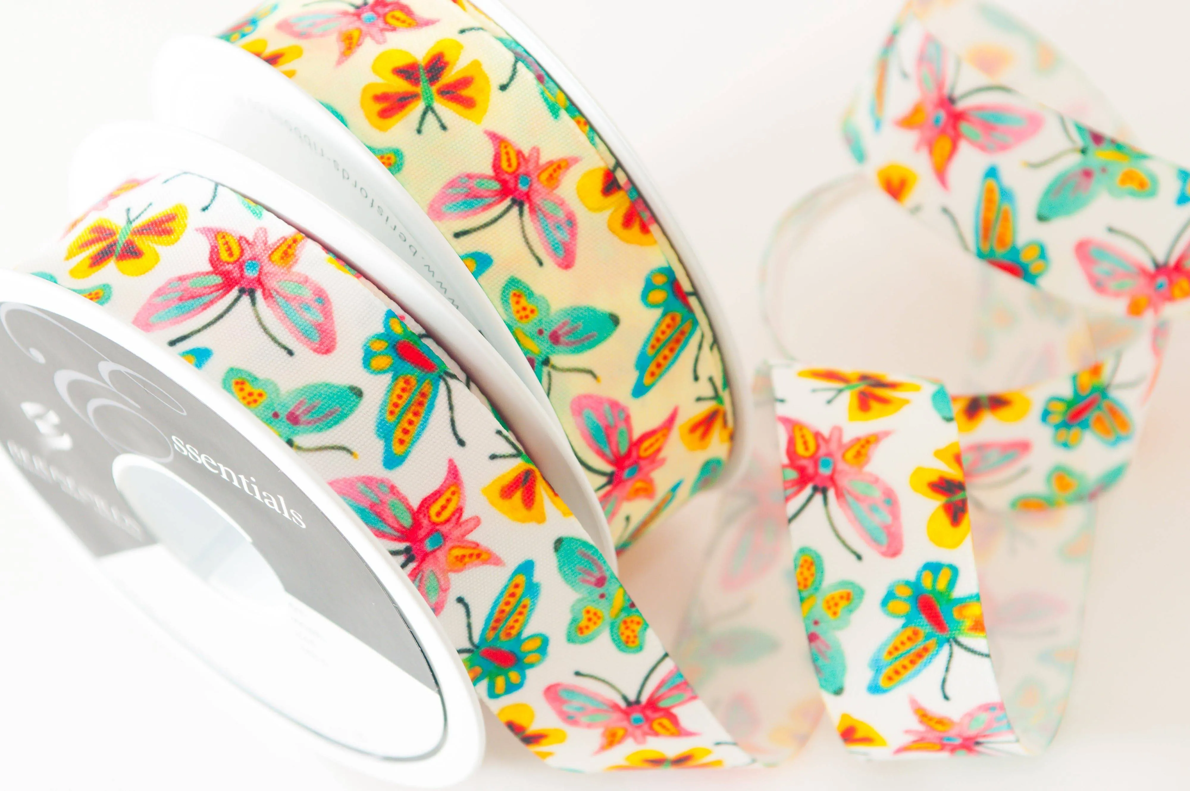 Butterfly Ribbon - White / Multi