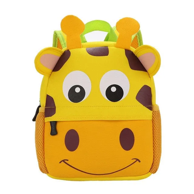 Children 3D Cute Animal Design Backpack Toddler Kid Neoprene School Bags Kindergarten Cartoon Comfortable Bag Giraffe Monkey Owl