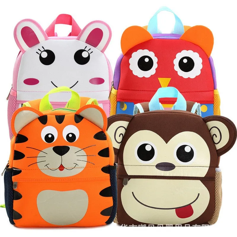 Children 3D Cute Animal Design Backpack Toddler Kid Neoprene School Bags Kindergarten Cartoon Comfortable Bag Giraffe Monkey Owl