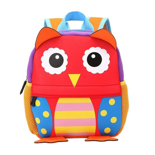 Children 3D Cute Animal Design Backpack Toddler Kid Neoprene School Bags Kindergarten Cartoon Comfortable Bag Giraffe Monkey Owl