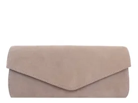 Clutch Handbag Suede - Beige