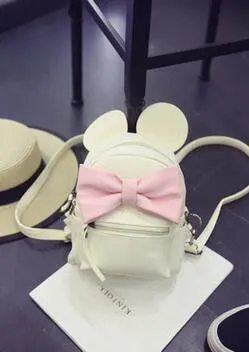 COOL WALKER Fashion female bag quality leather women's bag backpacks mini Cute Animals bow sweet ears Wind School Baby backpack