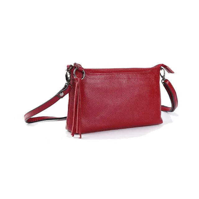 Cowhide Genuine Leather Women Messenger Bags Tassel Crossbody Bag Female Fashion Shoulder Bags for women Clutch Small Handbags