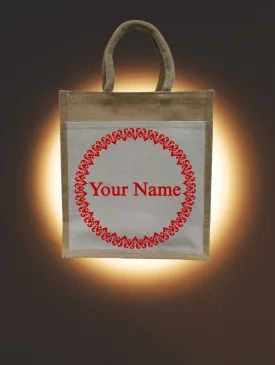 Customized (Your Name)Jute Bag and Canvas Pocket