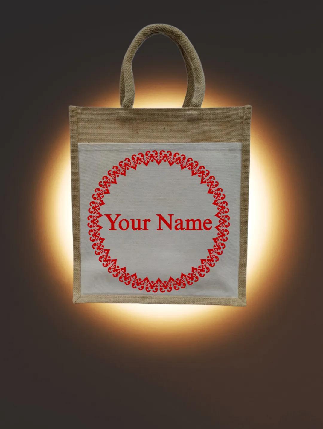 Customized (Your Name)Jute Bag and Canvas Pocket