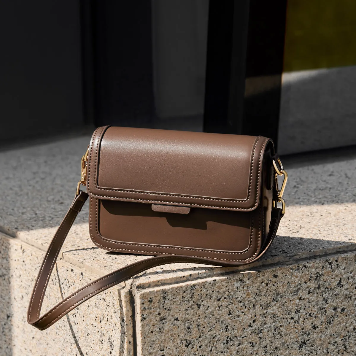 Daily Coffee Leather Shoulder Bag