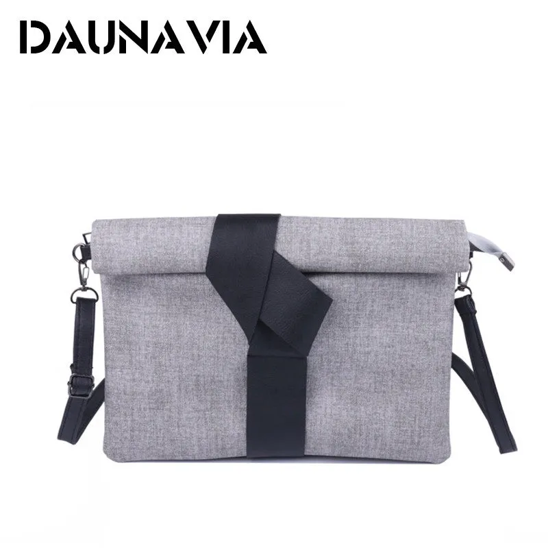 DAUNAVIA pu leather handbags small solid bow women evening clutch bags female envelope women shoulder messenger bags ND012