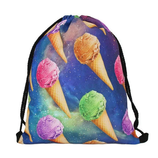 Deanfun 3D Printing Backpack Unicorn Pattern Women Drawstring Bag SKD90