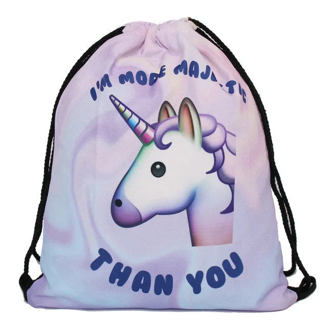 Deanfun 3D Printing Backpack Unicorn Pattern Women Drawstring Bag SKD90