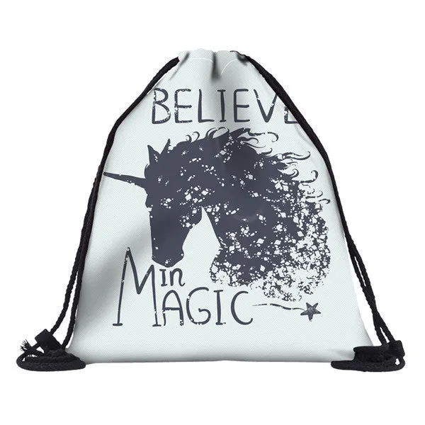 Deanfun Unicorn Drawstring bags 3D Printed Polyester 2017  New Fashion Women Small Travel Bags 60034