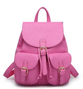 DIDA BEAR Women Leather Backpack Black Bolsas Mochila Feminina Large Girl Schoolbag Travel Bag Solid Candy Color Pink Beige