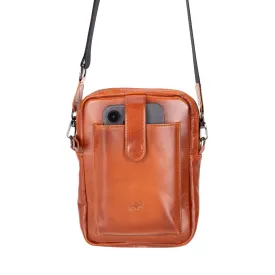 Dillon Crossbody Leather Bag, Burnished Tan