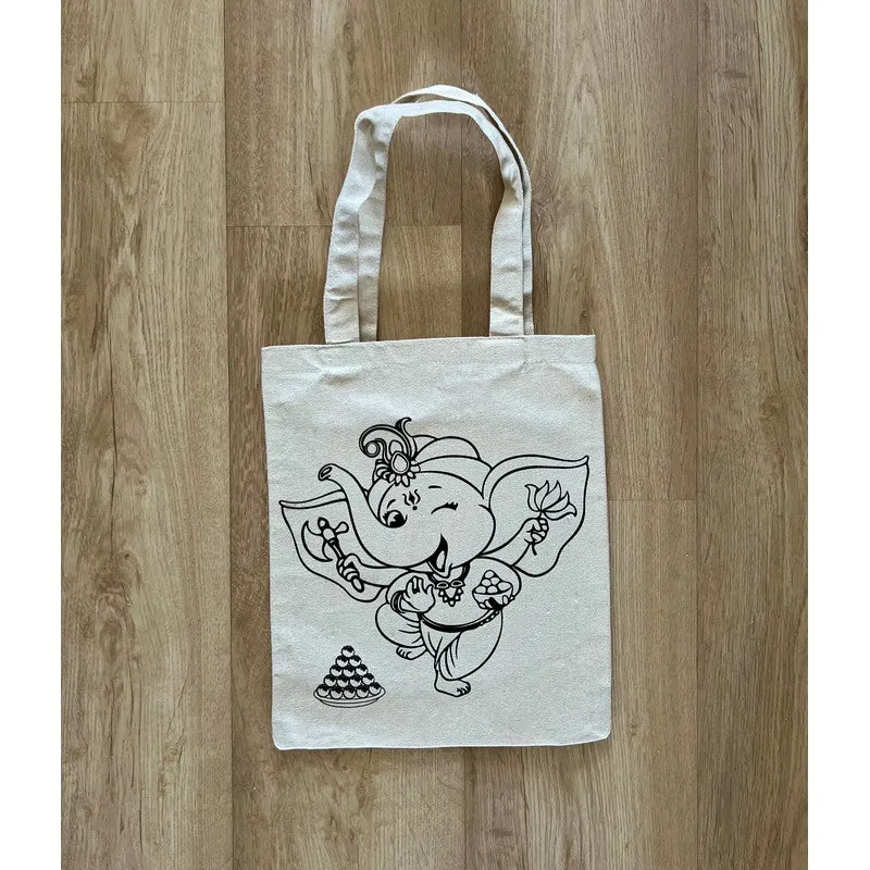 DIY Colouring Dancing Ganesha Tote Bag (3-6 Years)