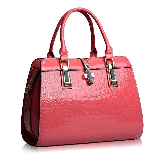 Europe women leather handbags PU handbag leather women bag patent handbag