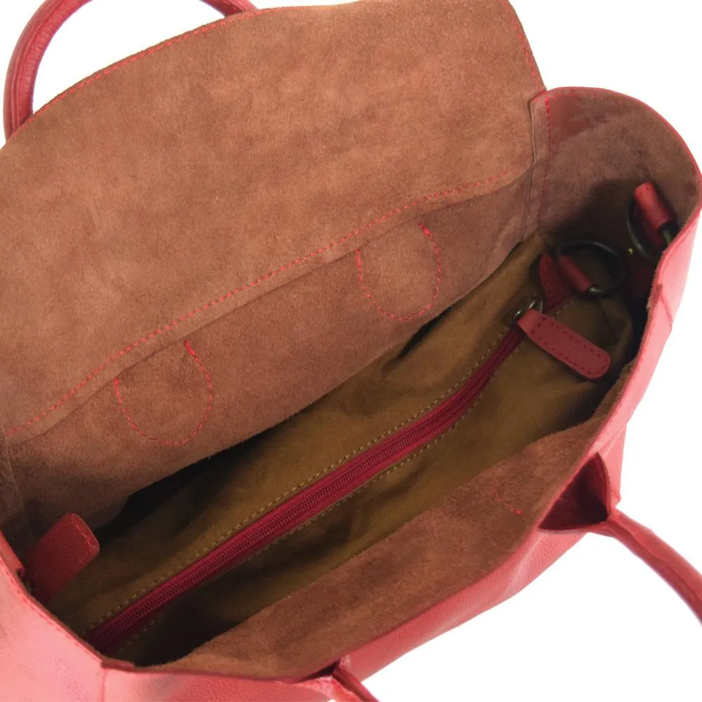 Foldover Tote in Rustic Red Leather- Not Cncled