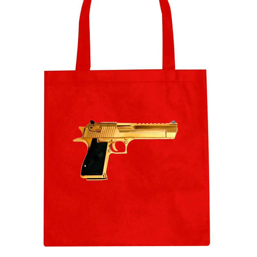 Gold Gun 9mm Revolver Chrome 45 Tote Bag