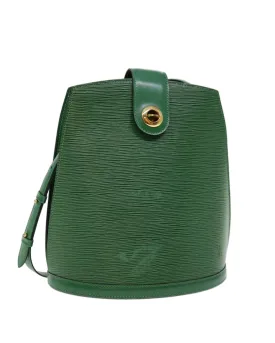 Green Epi Leather Cluny Shoulder Bag with Accessories - Rank C