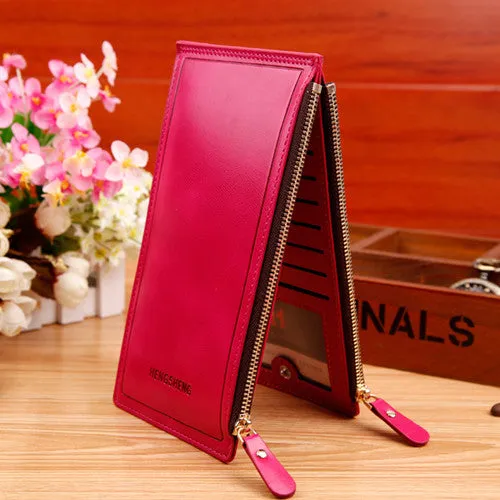 HENGSHENG Fashion Wallet Women Wallet Double Zippers Colourful Ultrathin Coin Wallet Women Handbag Women Purse Card Holders 1039