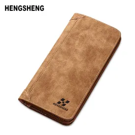 HENGSHENG New Fashion Wallet Men Wallet Men Purse Nubuck Leather Multifunctional Ultrathin Men Handbag Men Billfold Card holders