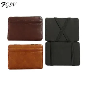 High quality men magic wallets Korea fashion mini men wallets small portable PU leather purse male card holder XF005