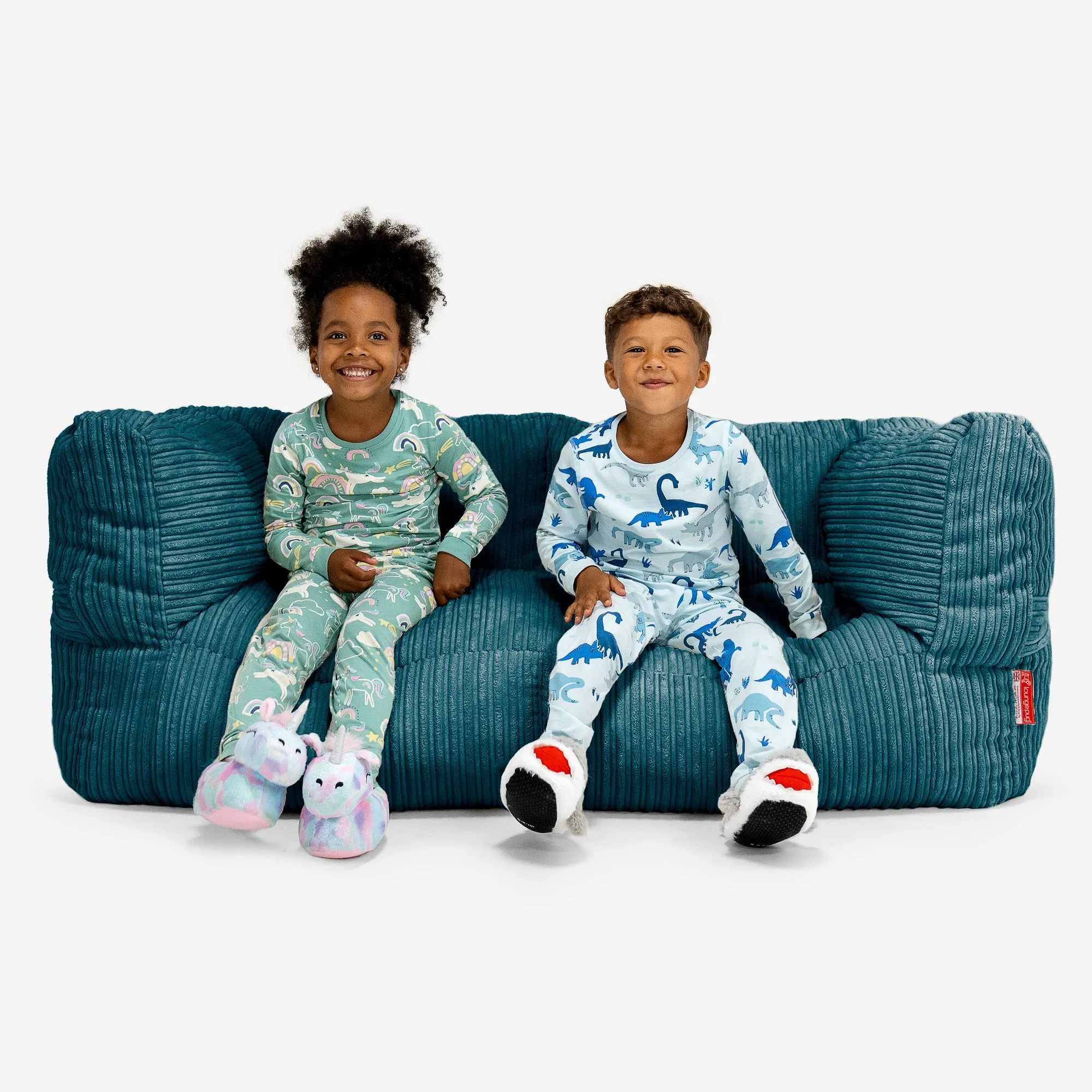 Kids Giant Albert Sofa 2 Seater 3-14 yr - Cord Teal Blue