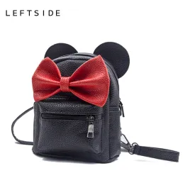 LEFTSIDE 2017 Summer new female bag quality pu leather women bag Cute Animal backpacks ears sweet bow College Wind mini backpack