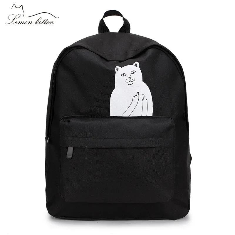 Lemon Kitten Japanese Cat Backpack For Women School Bag Canvas Teenage Girl Cartoon Backpack Mochila Escolar Women Backpack