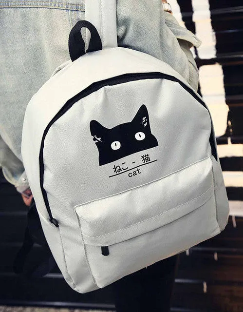 Lemon Kitten Japanese Cat Backpack For Women School Bag Canvas Teenage Girl Cartoon Backpack Mochila Escolar Women Backpack