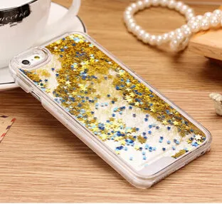 LOVECOM For iPhone 6 6S 7 Plus 4 4S 5 5S SE 5C Phone Cases Glitter Stars Dynamic Liquid Quicksand PC Hard Back Cover Capa Shell